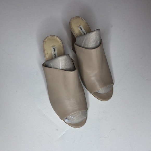 Saks Fifth Avenue Melina Block Heel Mule in Nude 9 - Picture 6 of 14